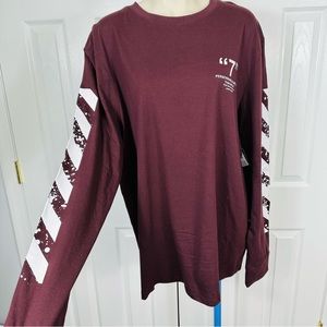 URBAN HERITAGE long sleeve T shirt MEN’S casual shirt deep WINE crew neck XL